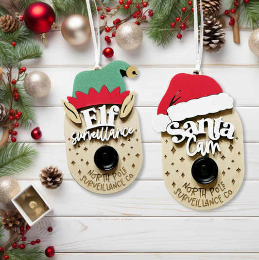 Elf Surveillance Santa Cam Ornaments