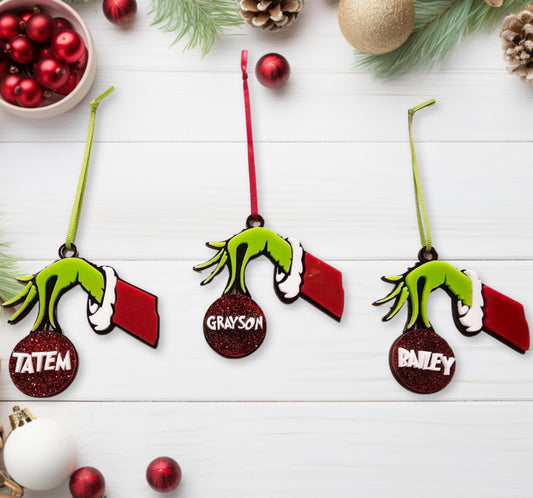 Personalized Grinchmas Name Ornaments