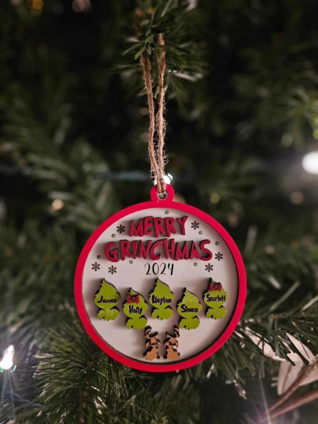 Merry Grinchmas Personalized Family Ornament